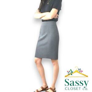 ✨ ELLEN TRACY Charcoal Pencil Skirt M Pull-On Slim Professional EUC 💼